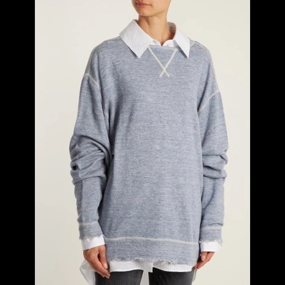 R13 Oversized distressed linen and cotton-blend sweatshirt. Size small and med - Picture 1 of 16